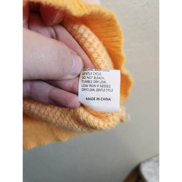 No‎ Brand Women's Orange White Checkered Long Sleeve Pullover Sweater Size XL - Picture 4 of 6